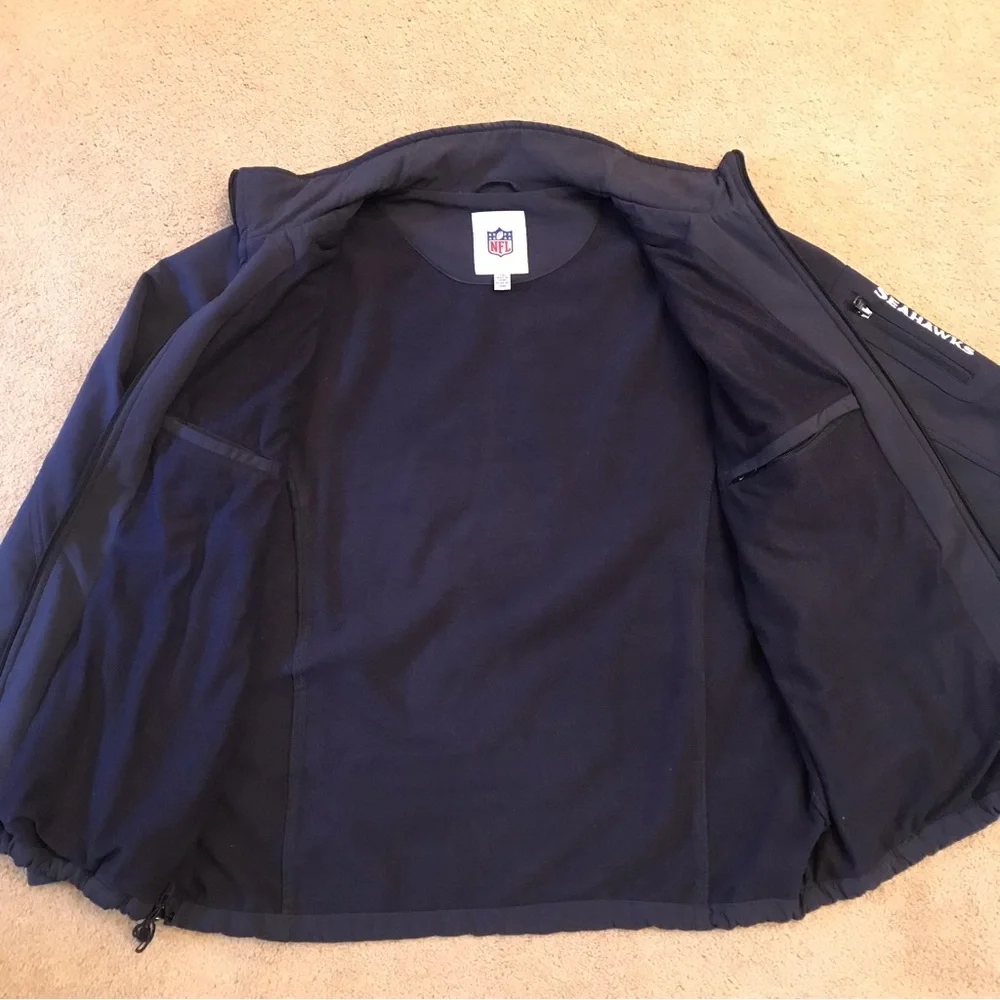 NFL Seattle Seahawks Stadium Jacket Adult Size Large Soft Shell Fleece Dark Blue - Picture 2 of 13